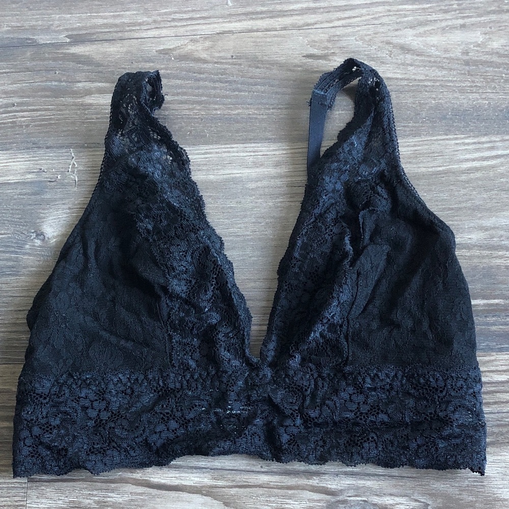 Soma Lace Plunge Bralette Bra Medium Black Wireless